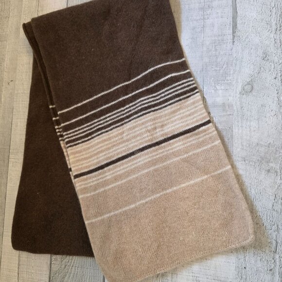 Nardi & Tagliaferri 60% Wool 20% Angora 20% Nylon Striped Scarf Brown & Beige - Picture 1 of 4